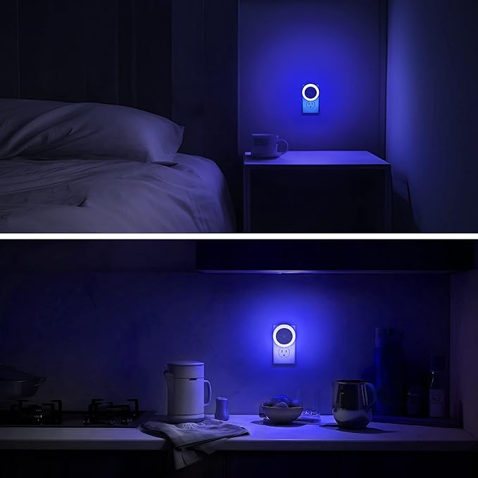 Briignite Blue Night Light, LED Night Lights for Kids, 4 Pack Plug in Night Light, Hallway Lights, Wall Light, Nightlight for Adult, Blue Light, 0.6W 60LM