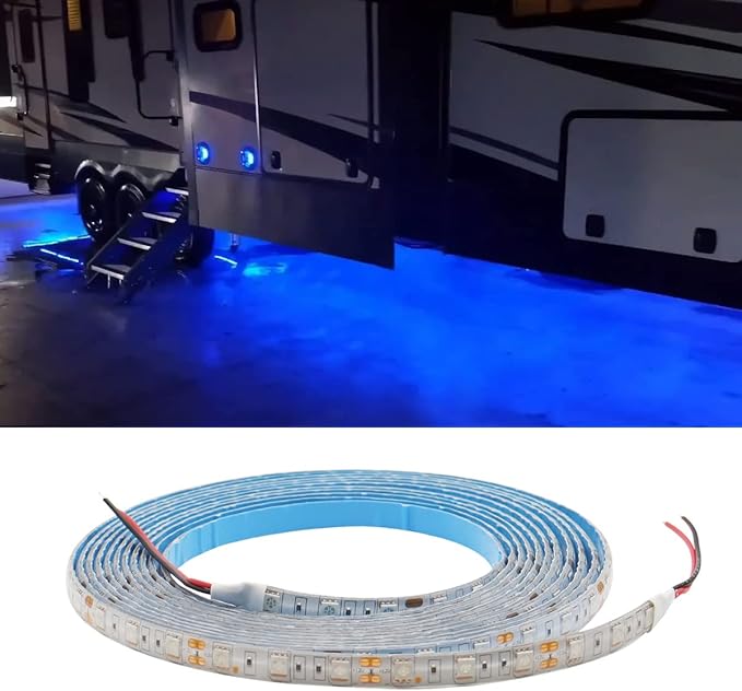 RV Underglow Led Light Kit, 12V 16.4FT RV Awning LED Light Strip, Waterproof Exterior Underbody Lighting for Camper Motorhome Travel Trailer Concession Stands Food Trucks, Blue