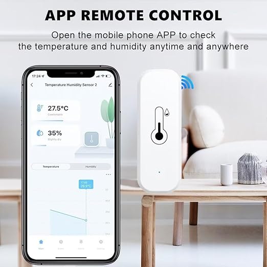 WiFi & Bluetooth Temperature and Humidity Monitor,Compatible with Alexa and Google Home,for Home, Baby Rooms,Greenhouses Accessories, Garages, Office 4Pack(No Include Battery)
