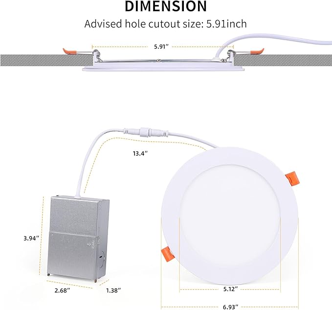 4 Pack Smart LED Recessed Lighting 6 Inch Ultra-Thin WiFi Canless Downlight 12W 1200LM Downlight w/Junction Box, Alexa Google Assistant Compatible, ETL FCC, Color Changing LED Recessed Lighting