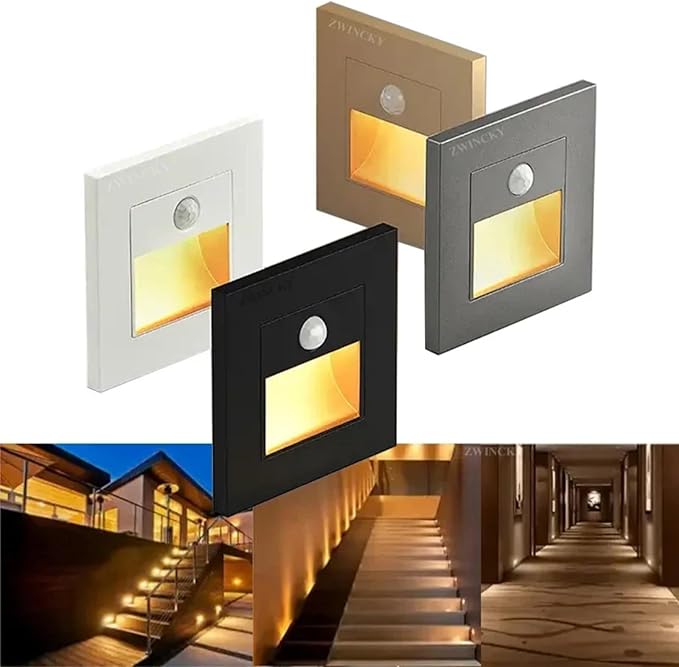 2 Pack Recessed Motion Sensor Light Indoor Outdoor Step Light Lamp Sensor Intelligent Wall Light for Hallway, Kitchen, Hallway, Bedroom, Bathroom, Stairs