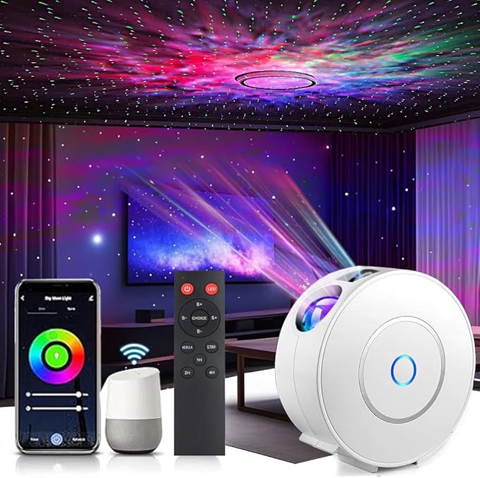 Galaxy Projector, Star Projector for Bedroom Full Ceiling Projected, Smart Control,Timer, Silent LED Night Light for Kids Adults Game Room Party Home Decor (Green Stars)