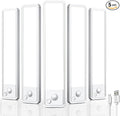 Under Cabinet Motion Sensor Lighting: 10 Inch Dimmable Rechargeable Lights Indoor - Battery Operated Lights - Undercabinet Closet Light Magnetic Led Light for Kitchen Home Bathroom Counter 5 Pack