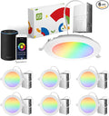 ASD 6 Pack LED Smart Recessed Lighting 6 Inch 15W, RGBW Color Changing Lights, Compatible with Alexa & Google Assistant, Dimmable 2700K-6500K Selectable RGB Lights, WiFi Bluetooth Ceiling Light, ETL