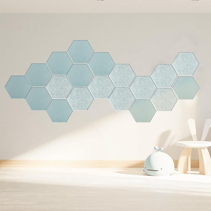 Mollywell Hexagon Acoustic Panels 14x12 - Reduce Echo & Reverb, Noise Blocking Wall Tiles for Studio & Home Office, Smoke Green Sound Absorbing Panels
