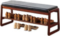 Solid Wood Shoe Bench, 2-Tier Wooden Entryway Bench, Modern Shoe Rack with Faux Leather Cushion for Hallway, Living Room (Black, 39.4'')