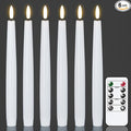 GenSwin LED Taper Candles with Remote Timer, White Flickering Flameless Taper Candles Battery Operated, Real Wax Flameless Candlesticks for Halloween Christmas Decorations(Set of 6, 0.78” x 9.84”)