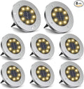 ZGWJ 8 Pack Solar Ground Lights,8 LED Solar Garden Lights Outdoor Waterproof Landscape Lighting for Yard Walkway Patio Lawn Driveway Decoration Warm White