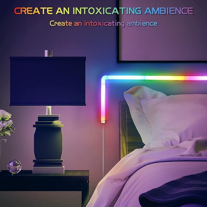 Torchlet Smart RGB Wall Light, Home Decor LED Light Bars for Gaming and Streaming, Music Sync and Ambiance Glide Lights with 256 Dynamic Scenes, 6 Pcs and 2 Corner