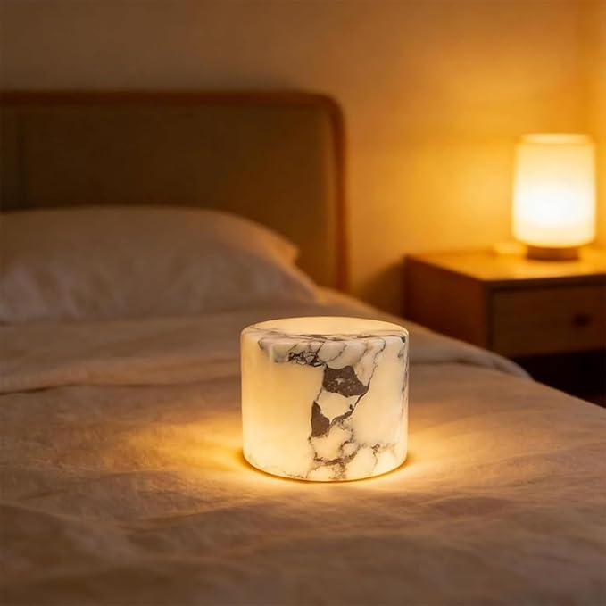 DDRIC Marble Lamp Night Light Touch, Onyx Marble Touch Light with Tap Control, Dimmable Rechargeable Marble Table Lamp for Bedside Table Desk Bedroom Night Light Decor (1PC)