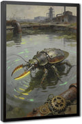 Framed Industrial Fantasy Wall Art for Living Room TV Wall Post Apocalyptic Style Home Decor 16x24in