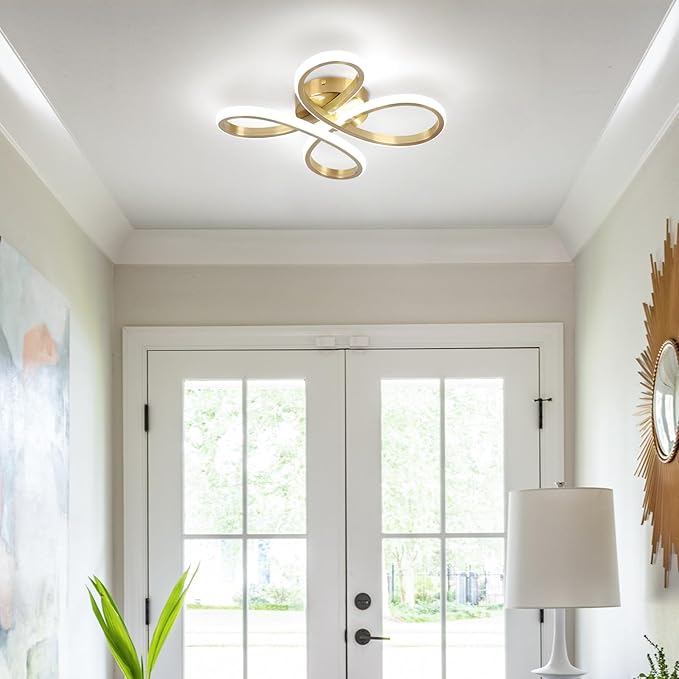 ADISUN Modern LED Ceiling Light, 6000K Semi Flush Mount Ceiling Light Fixture, Modern Ceiling Lights for Hallway Bedroom Corridor Aisle Bathroom Indoor Ceiling Lamp (L14.56*W14.56*H2.4)