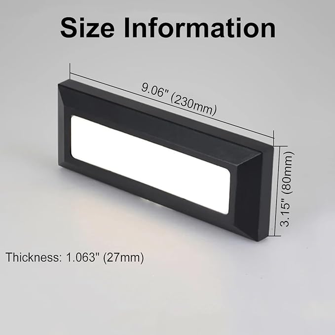 ZONK LED Step Lights 110V-240V Line Voltage, 3W 4000K Non-dimmable Waterproof IP65 Outdoor Stair Lights for House (1 Pack)