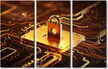 Multi Panel Canvas Wall Art Cyber Security Concept Pictures Print on Canvas Artwork for Home Wall Decorations, Giclee Artwork Wooden Framed Gallery-Wrapped Ready to Hang, 60" Wx40 H