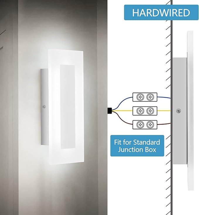 LMQNINE Modern Dimmable LED Wall Sconces Set of Two with 10%-100% Brightness Wall Light 9W 6000K Acrylic Chrome Wall Sconces Wall Lighting for Bedroom Living Room Hallway Staircase Corridor