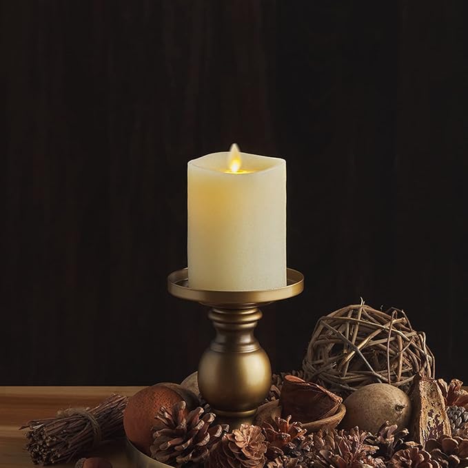 Luminara - Flameless LED Battery Operated Flickering Pillar Candles - Ivory - Pack of 1-3x4.5 - Realistic Moving Flame Real Wax Indoor/Outdoor Decor
