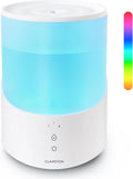 Clarston Humidifiers for Bedroom, 2.5L Cool Mist Humidifier with Essential Oils Diffuser and Nightlight, Top Fill Humidifiers for Home Large Room, Timer, Auto Shut-off, 25H Runtime