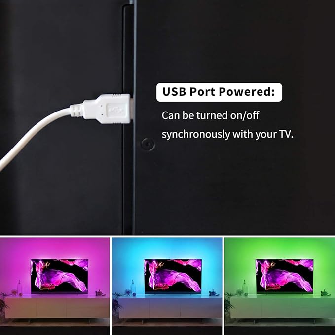 BASON LIGHTING TV LED Backlight，LED Light for TV with Remote Control, 4096 DIY Colors Led Strip Lights for 32-58 Inch TV, Gaming and Home Decor, USB Powered, Easy to Install.