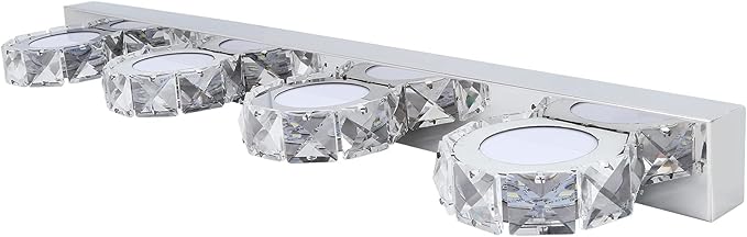 Waterproof LED Mirror Front Light, Round Bathroom Makeup Lights, 16W 85-265V, Stainless Steel and Crystal - Soft Eye Protection, Energy Saving, Ideal for Dressing Table