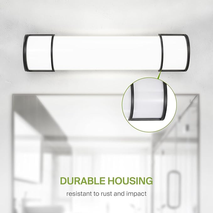 ASD LED 24" Vanity Flush Mount Light Fixture, Linear Bathroom Lighting Bar | 3CCT, Dimmable, Energy Star, ETL Listed | 25W 1950LM 3000-5000K 120V | Long Bath Wall Sconce Over Mirror | Black, 4 Pack