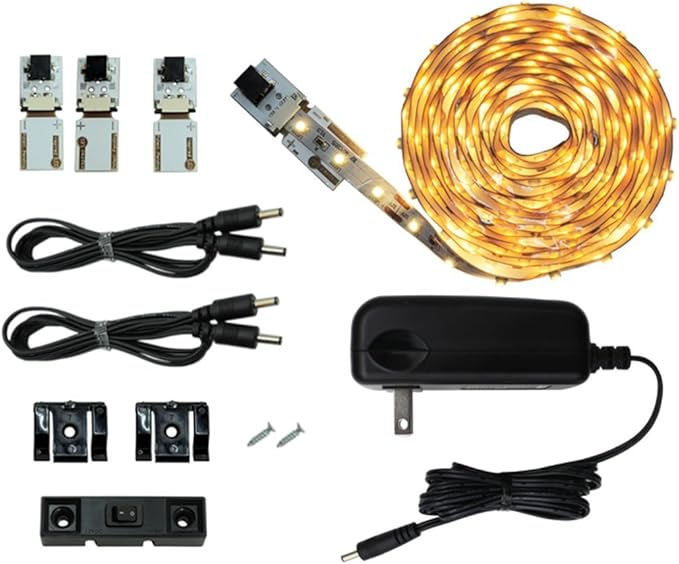 Inspired LED Cut and Connect Series | Super Bright - 18 LEDs per Foot | Warm White ~3000 K | 9.5ft/ 3M | Flex LED Kit | Cut to Size DIY | Dimmable | Install in Minutes!