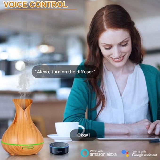 Smart WiFi Wireless Essential Oil Aromatherapy Diffuser, Compatible with Alexa & Google Home, Phone App & Voice Control, Large Ultrasonic Diffuser, LED & Timer Settings
