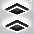 Modern LED Ceiling Light, Hallway Flush Mount Ceiling Light, 32W, 6000K, Black Square Hallway Lighting Fixtures for Living Room Kitchen Bedroom (Black) 2 Pack