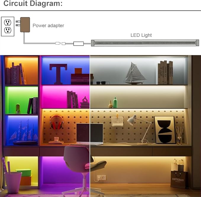 Under Cabinet Lights with Remote, 20 Color Changeable Closet Lights, Dimmable LED Light Bar, RGB Lighting for Desk, Counter, Workbench, Kitchen, Shelf (36 Inch)