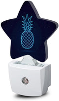 Pineapple Starry Sky Nightlight,Abstract Blue Line Star Night Lights Plug into Wall Decorations for Bedroom Bathroom,Dusk to Dawn Sensor Kitchen Hallway Stairs Energy Efficient Desk Lamp