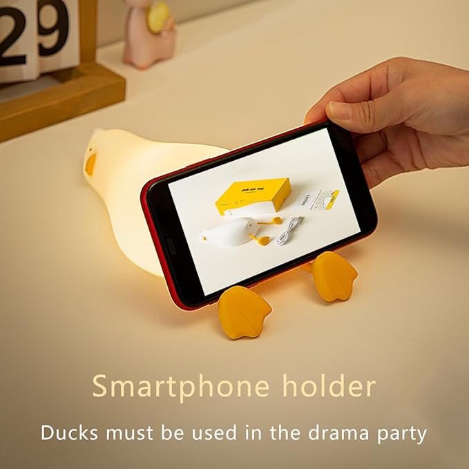 LED Duck Lamp, Yellow Silicone LAMP, Adjustable Dimmable Night Light with Timer, Rechargeable Bedside Touch LAMP, Funny Gifts for Decoration, Breastfeeding