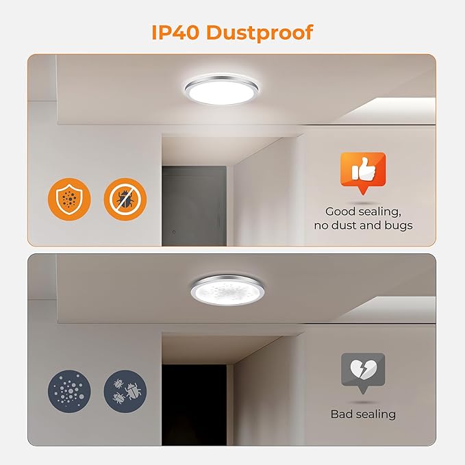 BLNAN LED Flush Mount Ceiling Light Fixture, Super Slim 12 Inch 24W LED Ceiling Light, 3000K/4000K/5000K Selectable Ceiling Lamp - Round Flat Ceiling Lights Flush Mount for Kitchen Bathroom Shower