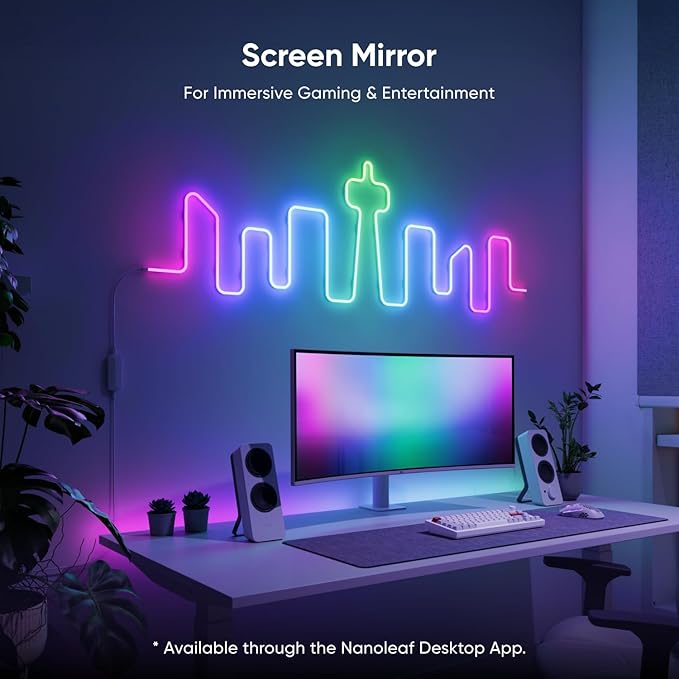 Nanoleaf Essentials LED Rope Light, Smart Neon Rope Light Works with Matter, Alexa, Apple & Google Home, DIY Lightstrip for Wall, Multicolor Lightstrips with Music Sync for Bedroom, 16.4ft