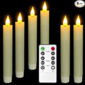 Punasi Flameless LED Taper Candles, 6pcs Battery Operated 6.5" Ivory Flickering Candlesticks with Remote Timer, Real Wax Warm White Candle Light for Room Home Halloween Christmas Decor