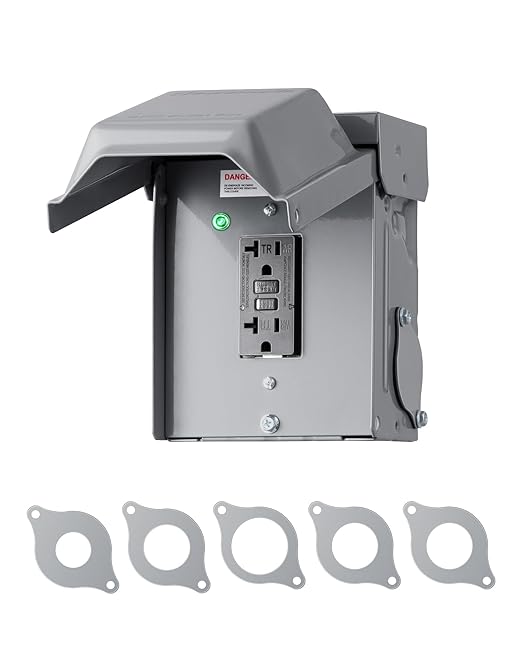 DEWENWILS Outdoor Electrical Outlet Box, 20 AMP WRTR GFCI Receptacles with Rainproof 3R Enclosure, Waterproof GFCI Outlet Box with Cover for Garden, Outdoor Lights, ETL Listed