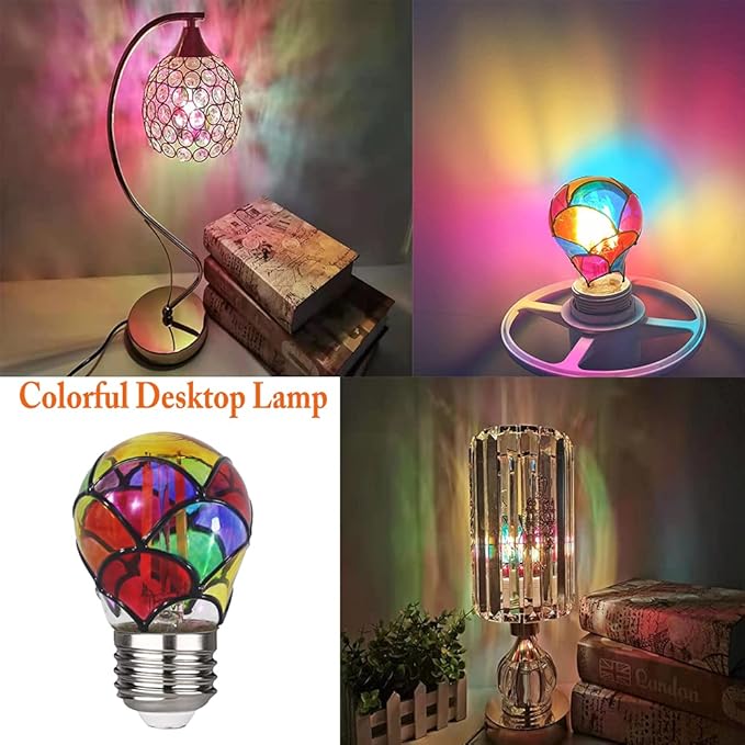 I-SHUNFA Stained Glass LED Light Bulb,6 Watts Heatless E26 G45 LED Light Bulbs for Home Party,Recreation Room,Balcony,Garden,Christmas Decoration 2 Pack