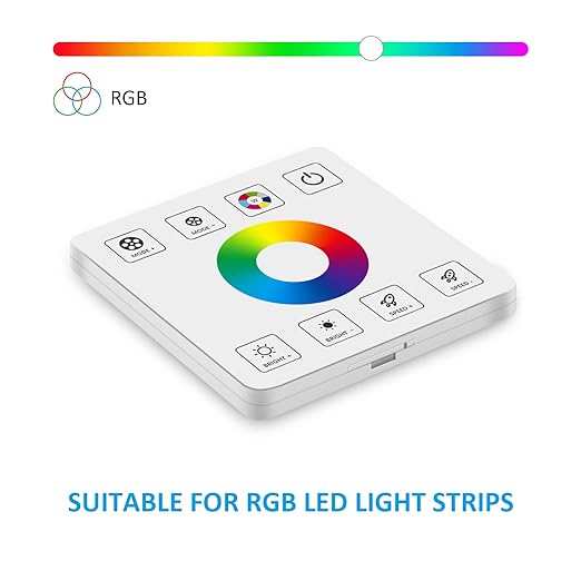 RGBZONE RGB LED Controller, RF Wireless Remote Control, Dimmable LED Wall Controller for DC5V/12V/24V 30A 5050 3528 5630 Light Strips