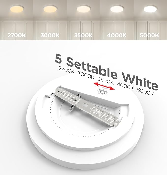 Flush Mount LED Ceiling Light Wired, 9 Inch 18W, 5 CCT 2700/3000/3500/4000/5000K, Brightness Settable 1800LM Surface Mount Closet Light for Stair Hallway Laundry Porch, White