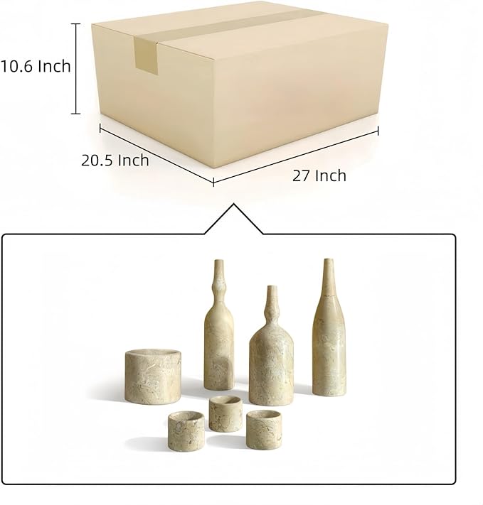 Glod Yellow Beige Marble Living Room Accessories Set Marble Beige+Gold Luxury 7 Pcs Sculptural Decor Elegant Indoor Decor