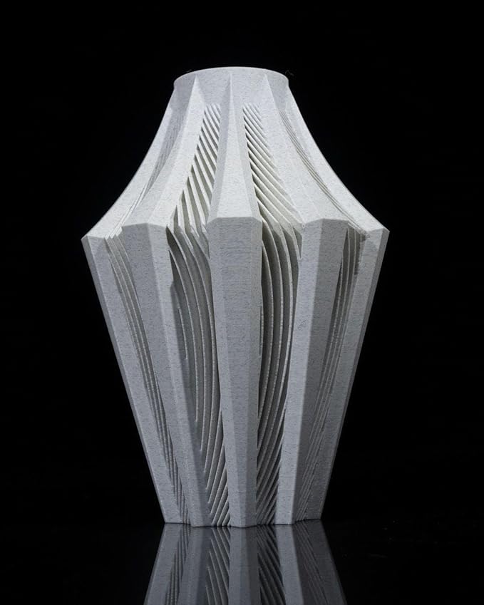 Aether Gray Vase – Modern Architectural Design | Eco-Friendly Home Decor (Primary color:Green;)