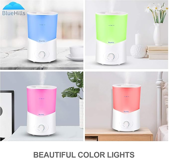 BlueHills Premium Large 2000 ML and 1000 ML XL Essential Oil Diffusers Humidifier Combo Set of 2 for Large Room Home with Décor LED Lights Great Gift – Value Pack of White