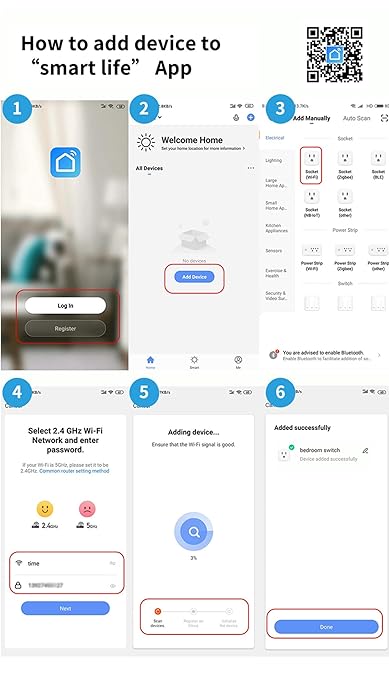 Mengshen 4 Pack WiFi Smart Plug Mini Outlet Socket with App Remote Control Timer Function Compatible with Alexa Google Home Smart Life 2.4GHz Only Wi-Fi Smart Socket for Home