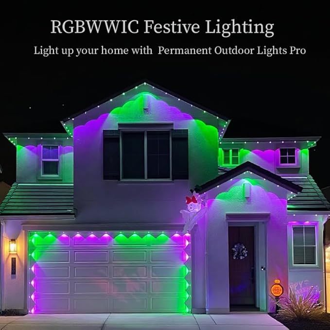 Permanent Outdoor Lights,Smart RGB Outdoor Lights with Remote APP Control,54ft with 36 LED(5v) IP67 Waterproof Outside Light for House for Holiday, Party, Daily(unconnectable)