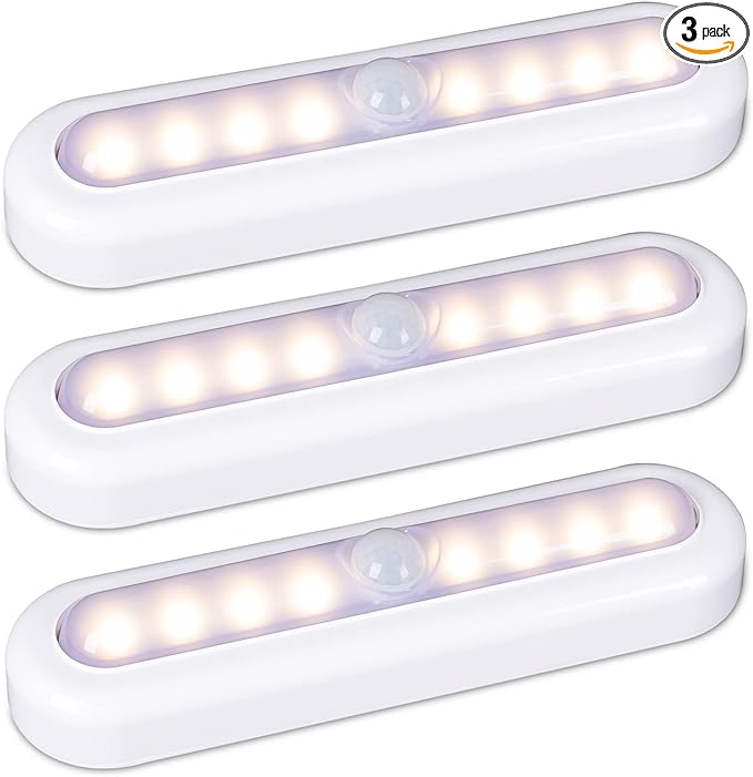 STAR-SPANGLED 3 Pack 7” Motion Sensor Lights Indoor Battery Operated, Stick on LED Light for Closet, Stairs, Under Cabinet, Warm White