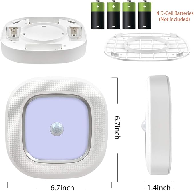 Motion Sensor Ceiling Light Battery Operated, Wireless Motion Activated LED Light 300LM White Indoor Lights for Closet Cordless Stair Hallway Bedroom Pantry Shed Shower Light