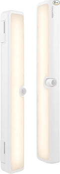 Amazon Basics LED Motion Sensor Light Bar, USB/Battery Operated, 250 Lumens, 12 Inches, Swivel, Under Cabinet Lighting for Closet, Kitchen, 2-Pack, White