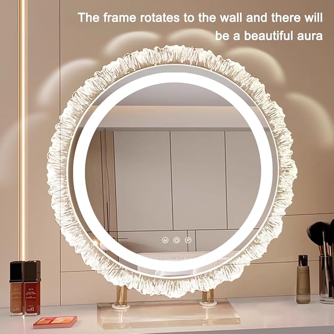 Vanity Mirror with Lights, 20.87 * 23.62" LED Makeup Mirror, Lighted Makeup Mirror with Lights, Smart Touch Control Dimmable 3 Modes Light, Lighted Up Mirror for Makeup Desk