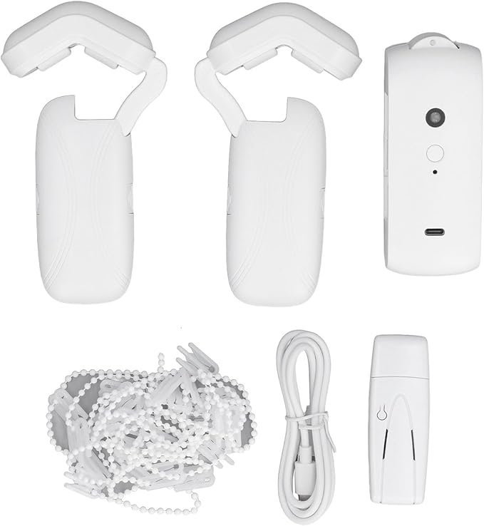 Focket Automatic Curtain Opener, Smart Curtain Motor with WiFi Remote Control Voice Timer Light Sensor for Roman Rod Tracks 13 38mm Quiet Operation 25dB 4000mAh Battery