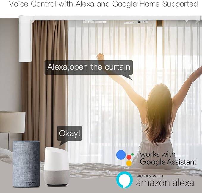 Automatic Curtain Opener,S Folding Electric Smart Curtains System,Motorized Curtains Rod with Remote & Timed,Compatible with Alexa/Google Home (Zigbee Motor, 7M (275.6in) Track)