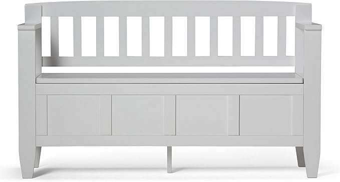 SIMPLIHOME Brooklyn Entryway Storage Bench - 48 inch Wide Solid Wood Hallway Bench in White, Contemporary Mudroom Bench for Entry or Foyer with Lift-Up Lid and Spacious Hidden Storage