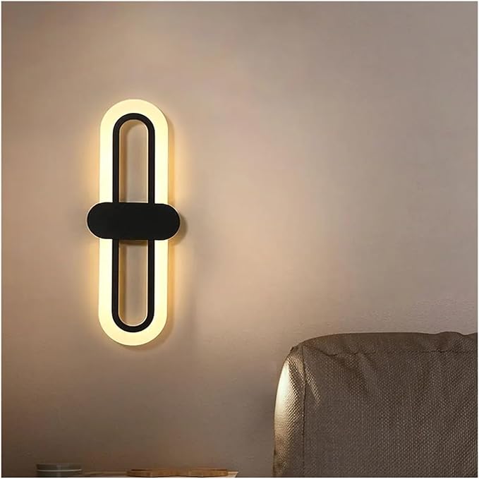 Bedroom Bedside Modern Minimalist Living Room Background Wall Led Three-Color Light-Changing Wall Lamp Simple Aisle Balcony Lamp(White,Cool White(5500-7000K))